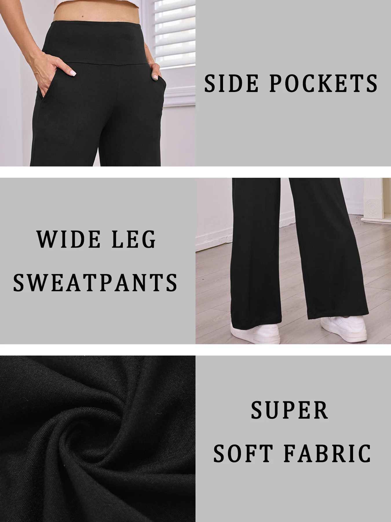 Pantaloni sportivi da donna a gamba larga con tasche Pantaloni sportivi sportivi super morbidi e vestibilità ampia