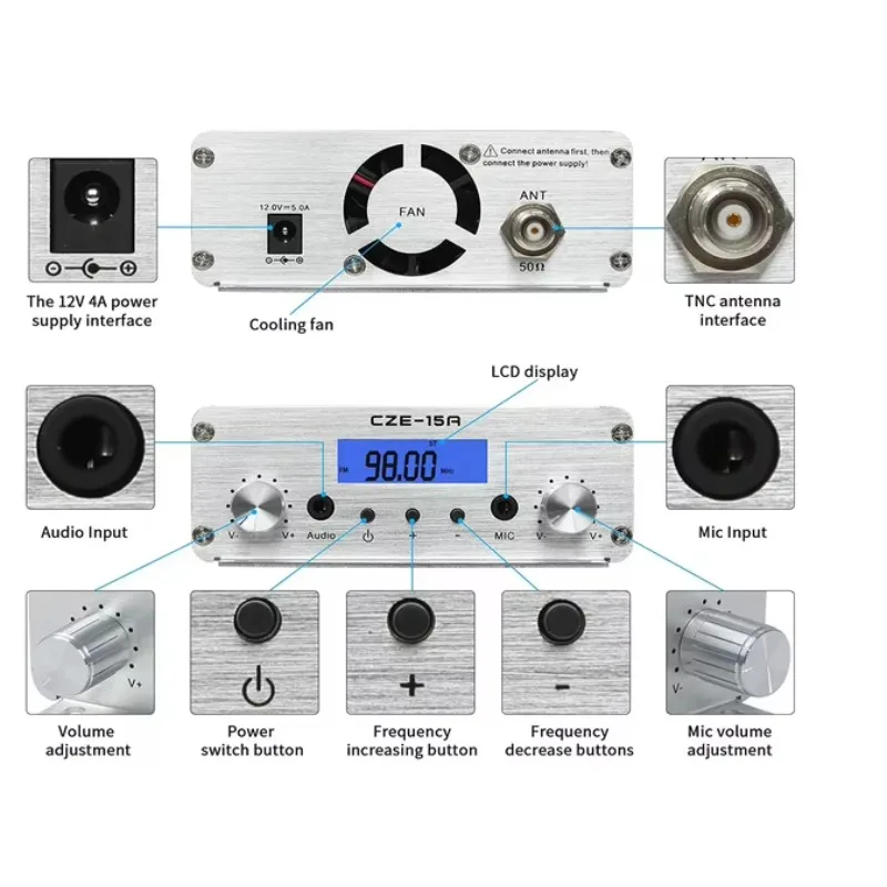 GOOD High Quality 15W FM Transmitter Small Power Radio & TV Broadcasting Equipment for Country Music Radio Station