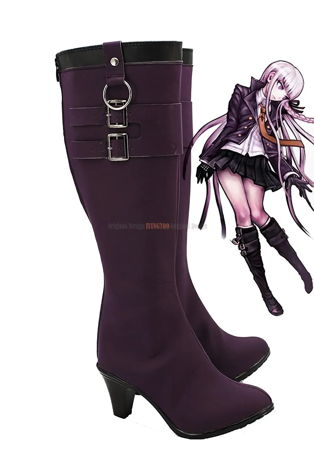 Kyoko Kirigiri Shoes Cosplay Danganronpa Trigger Happy Havoc Kyoko Kirigiri Cosplay Boots High Heel Shoes Purple Custom Made