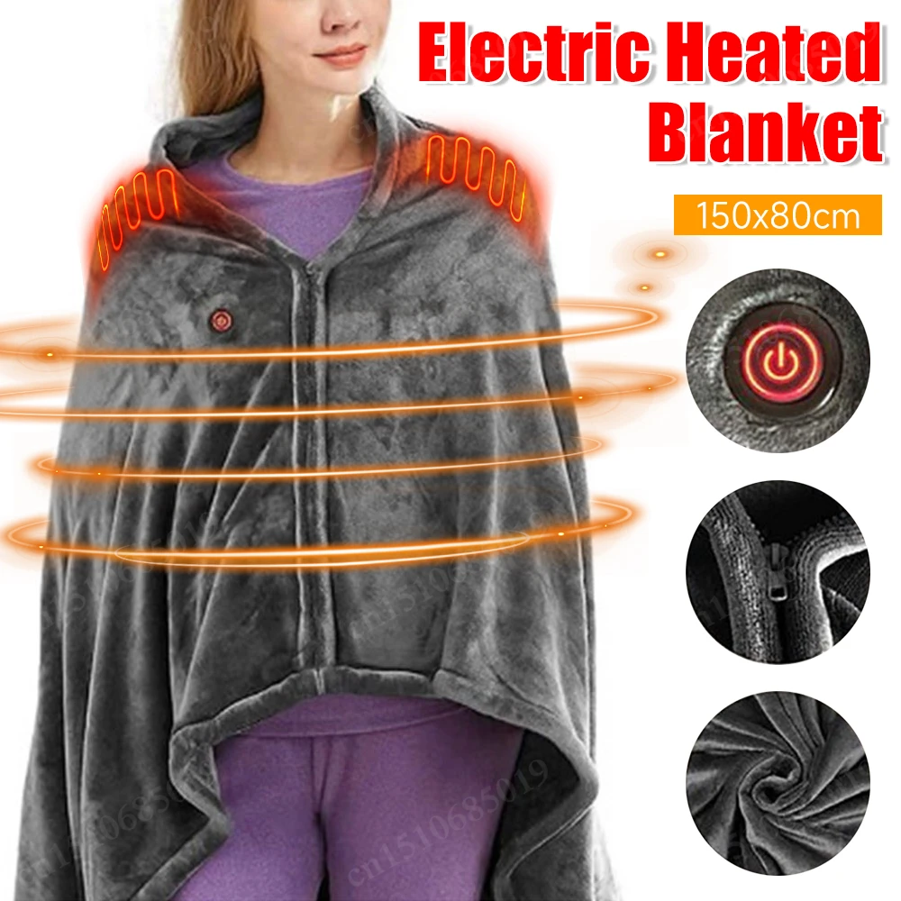 

USB Heated Shawl Electric Heating Blanket Warmer Household Warmer Blanket Office Portable Blanket Wearable Body Heated Mat