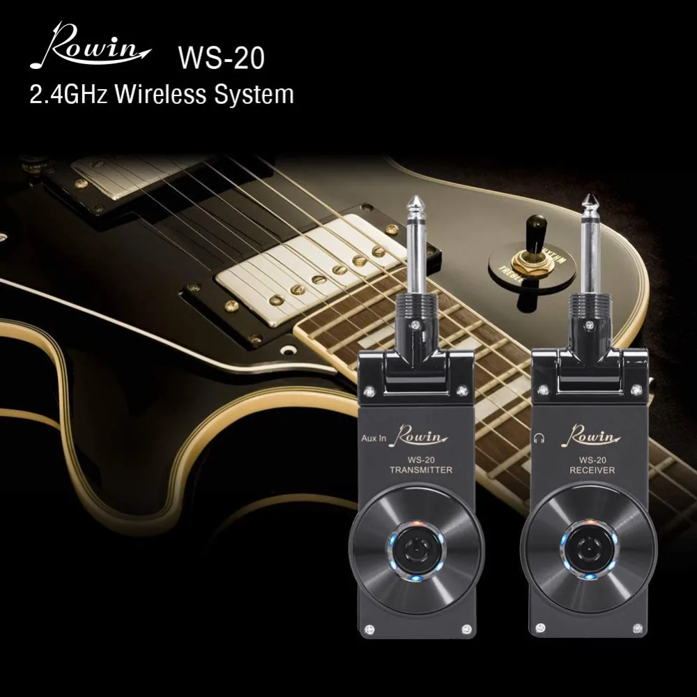 Rowin WS-20 Wireless Guitar System Transmitte Receive Digital Transmitter For Electric Guitar Bass Violin Connect Amp 100ft Tra