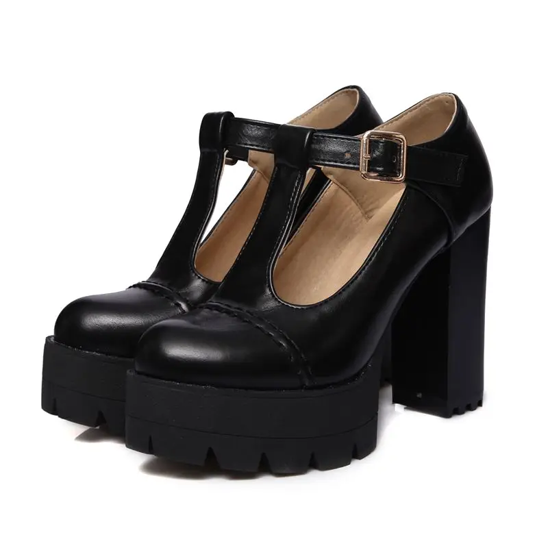 ORCHA LISA Lady Pumps Female Circular Front 11.5cm Thick Heel Height 4cm Raised Sole Zip Closure Party Wear Plus Fit 42 43
