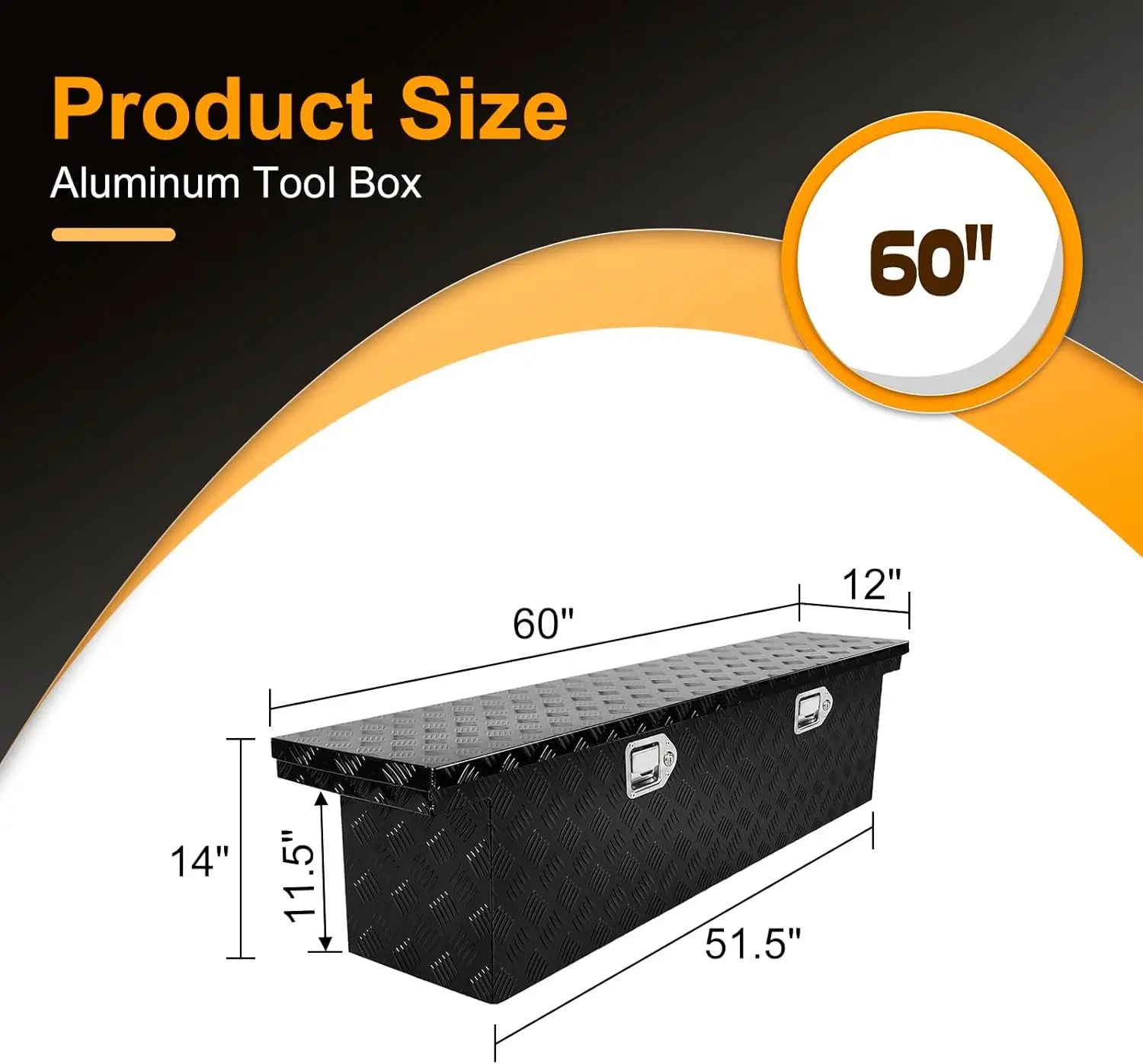 Waterproof Lockable Black Aluminum Crossover Tool Box for Mid - Size Trucks like Chevy Colorado, Ford Ranger, GMC Canyon