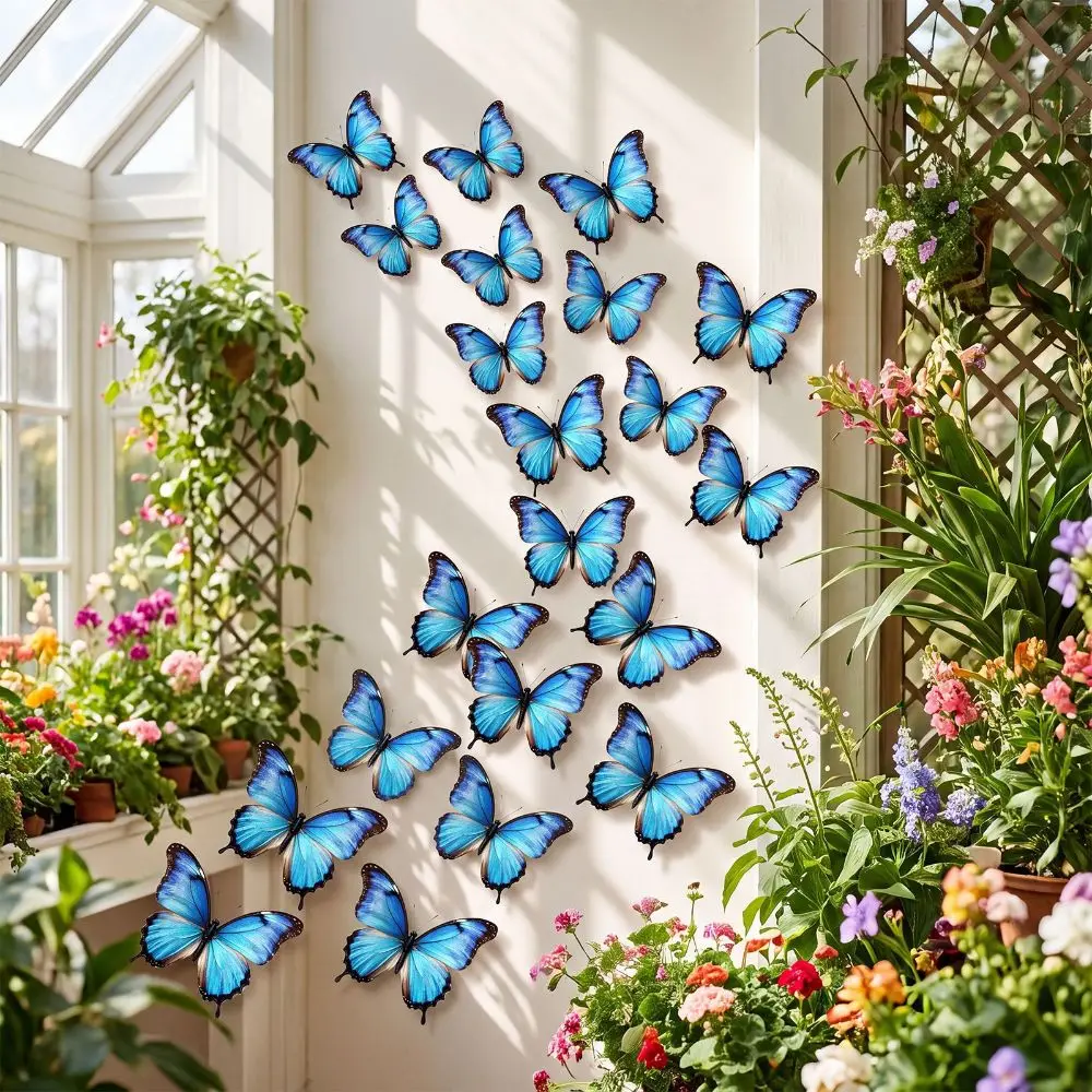 Simulated 3D Butterfly Wall Sticker Three-Dimensional Lightweight Blue Butterfly Sticker 36 Pieces Safe Material