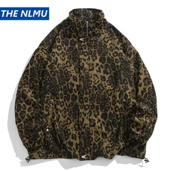 Vintage Leopard Jackets Zipper Coat Streetwear 2024 Harajuku Hip Hop Oversized Jacket Outwear for Women and Men