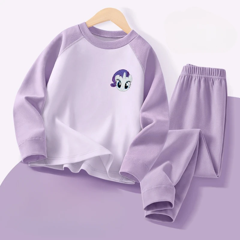 My Little Pony Pinkie Pie Fluttershy Twilight Sparkle Conjunto de ropa de casa cálida de manga larga y pantalones para otoño e invierno para niños