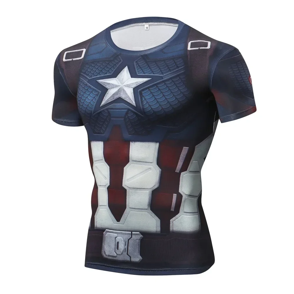 Superhero Captain America Shirt 3D Digital Autumn Hot Fashion Long Sleeve Cosplay Tops Sports Fitness Shirt Loose Streetwear