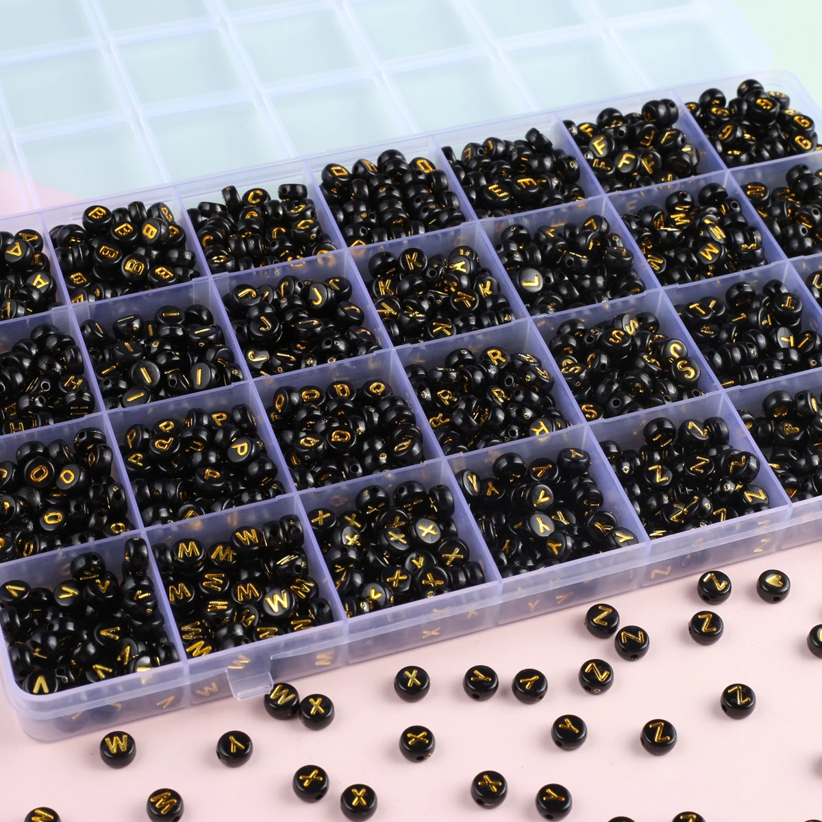 English Letter Acrylic Bead Set for Making Couple Bracelets Necklaces Name Spelling Accessories Gift Box Wholesale Mix