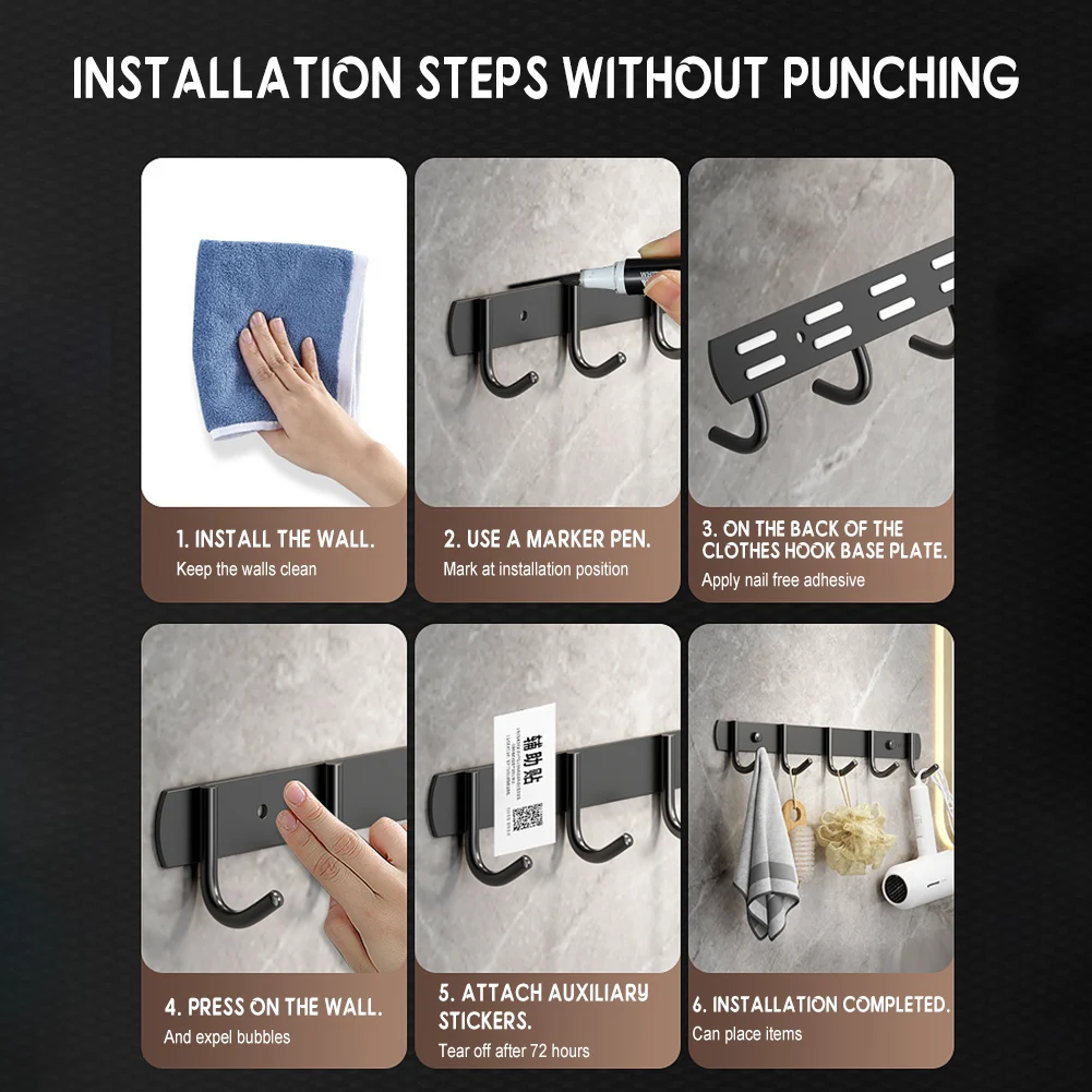 Multifunctional Punch-Free Metal Wall Hook Waterproof Multi-purpose Wall Hook Kitchen Accessories