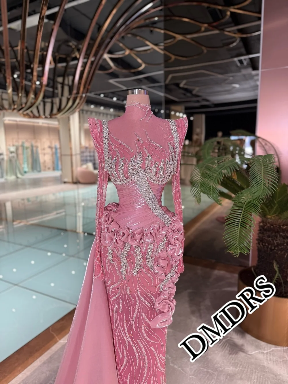 

Блестящее вечернее платье с 3D цветочным кристаллом, очаровательное вечернее платье трапециевидной формы с длинными рукавами и кристаллами для ужина, свадьбы с красной ковровой дорожкой