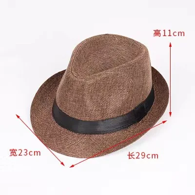 

Manufacturers supply jazz British style linen solid color top men's and women's curled edge couple sun hats