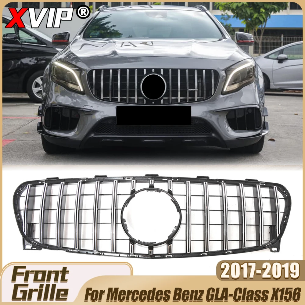 

Хромированная серебристая решетка бампера в стиле GTR, верхняя решетка, аксессуары для Mercedes-Benz GLA-Class X156 2017-19 GLA180 GLA200 GLA250