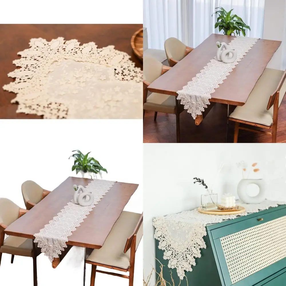 

Cotton Lace Table Runner, 12 x 86, Embroidered for Weddings, Picnics, and Everyday Dining