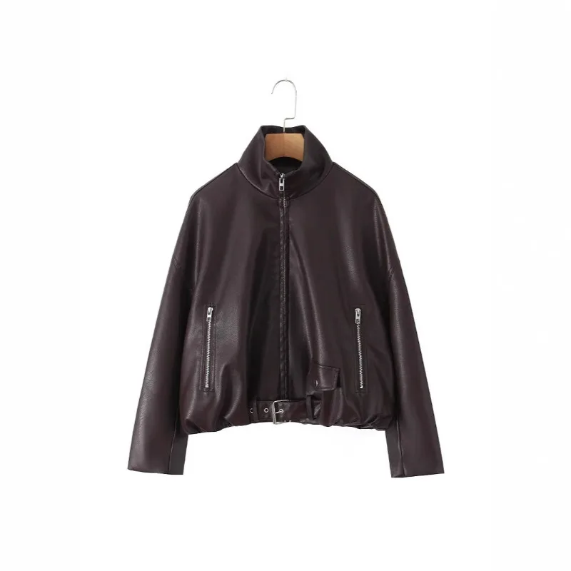 New Black Short Classic American Motorcycle Leather Jacket for Spring Autumn Clean Simple Leather Jacket Fashion Commuting Women