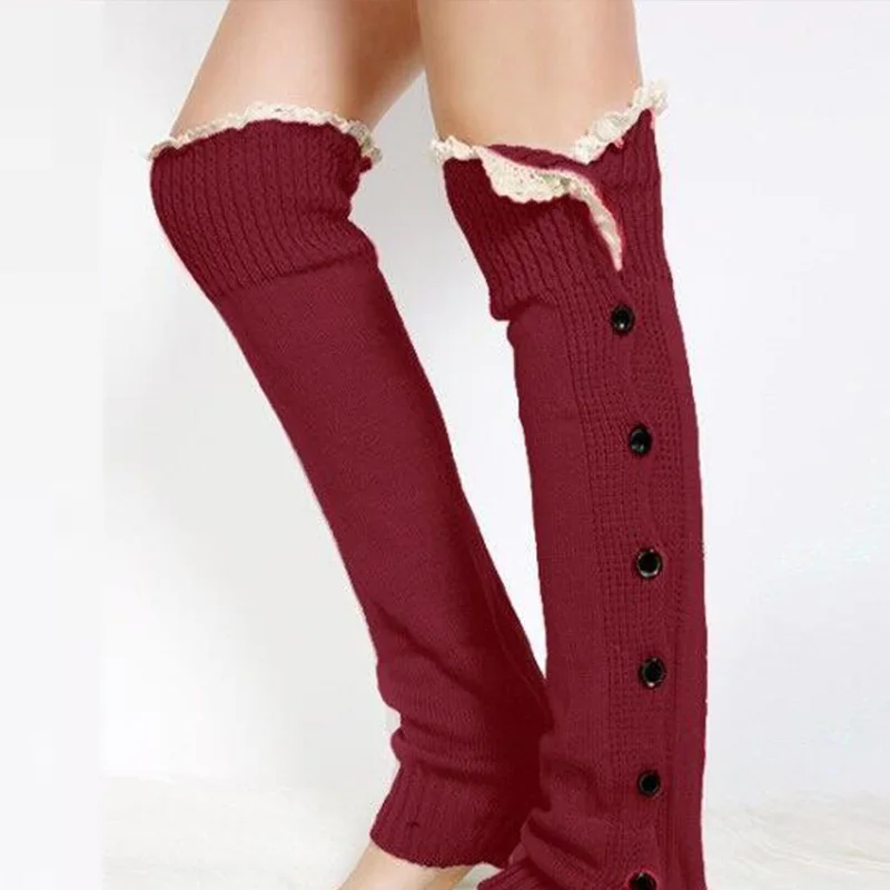 Jesienno-zimowe nowe, ciepłe, długie skarpety do botków JK z koronką i guzikami, damskie ochraniacze na nogi, transgraniczne.