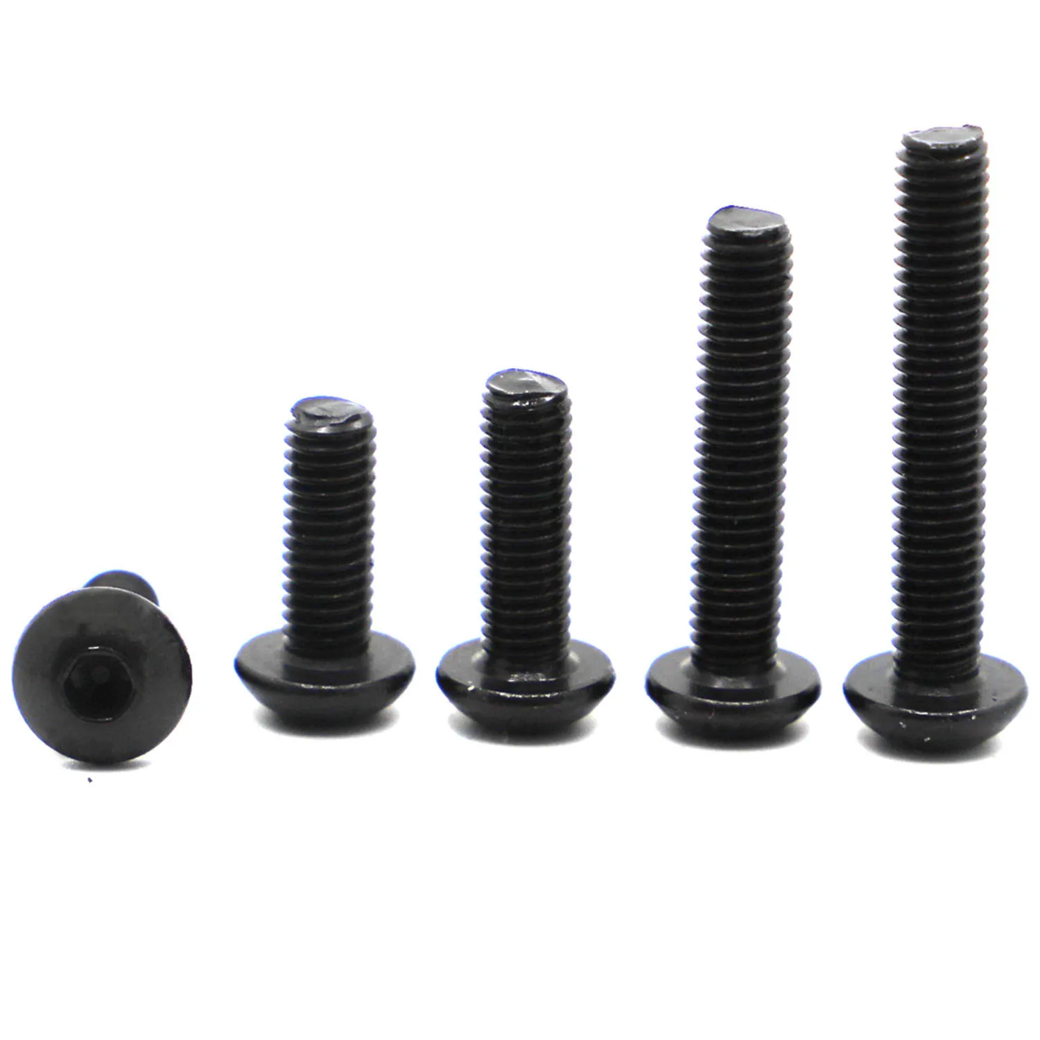 ISO7380 M2 M2.5 M3 M4 M5 M6 Round Black 10.9 Grade Hex Screws Hexagon Screw Cap Socket Button Head Allen Furniture Bolt
