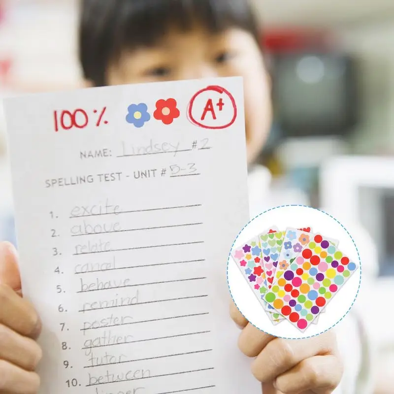 10-40sheet Reward Stickers for Children Colorful Flower Star Heart Dot Behavior Chart Scrapbook Sticker Student Teacher Supplies