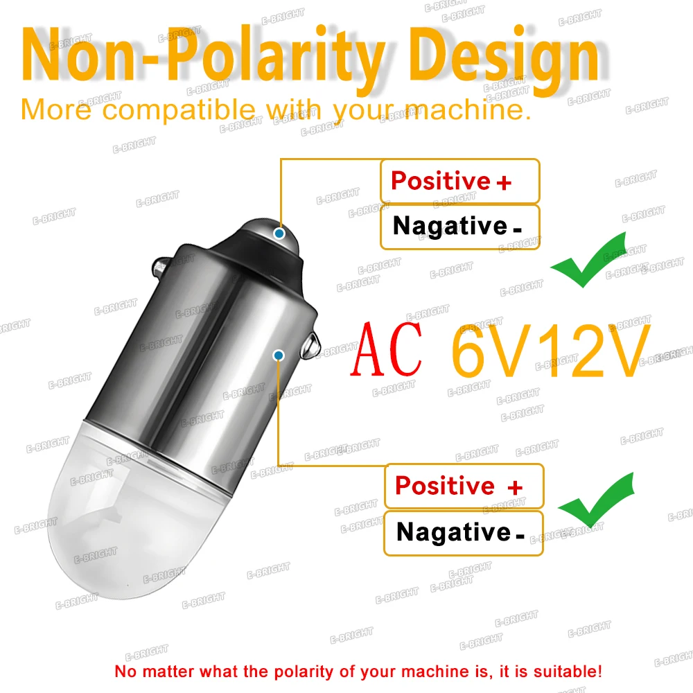 4P AC 6V 6.3V 12V بدون قطبي # 44 # 47 T11 H6W T4W BA9S # 44 # 47 LED لمبة مصباح يدوي آلة الكرة والدبابيس ضوء لعبة سيارة لعبة الضوء #3