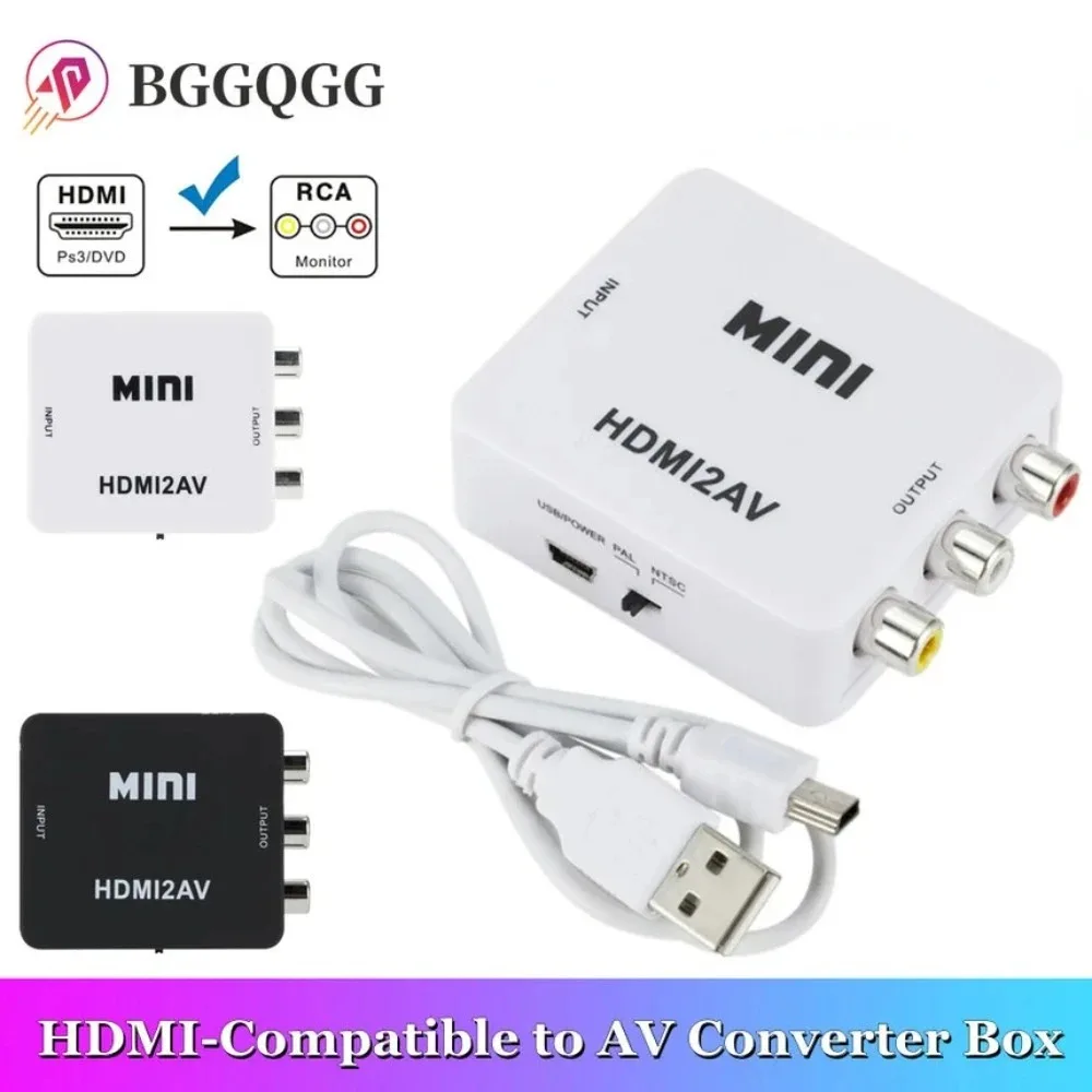 BGGQGG 1080P HDMI-compatible AV Scaler Adapter HD Video Converter Box 1080P Male Female HD2AV Converter for TV Box PC Laptop PS3