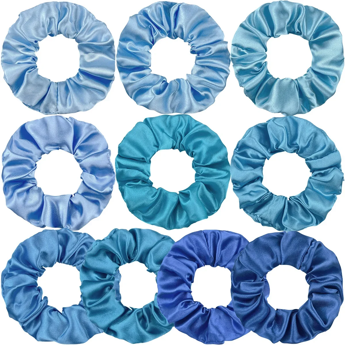 10/20pcs Blue Elastic Hair Band Headwear Scrunchies Women Satin Ponytail Hair Ties Girls Hair Accessoires Christmas Gifts