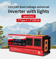 DC To AC Inverters With Ambient Light 12v 24v to 110v 220v Car Inverter Solar Home Power Converter Digital Display USB AC Plug