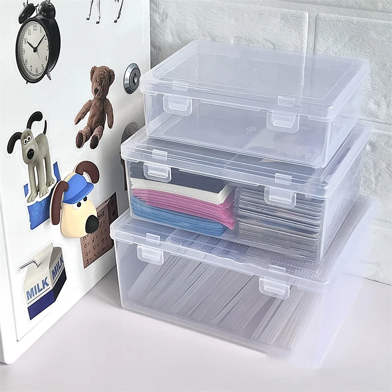 

PP Storage Box Transparent Desktop Organizer Large Capacity Stickers Pencil Box Subpackage Holder Desktop Stationery Storage Box