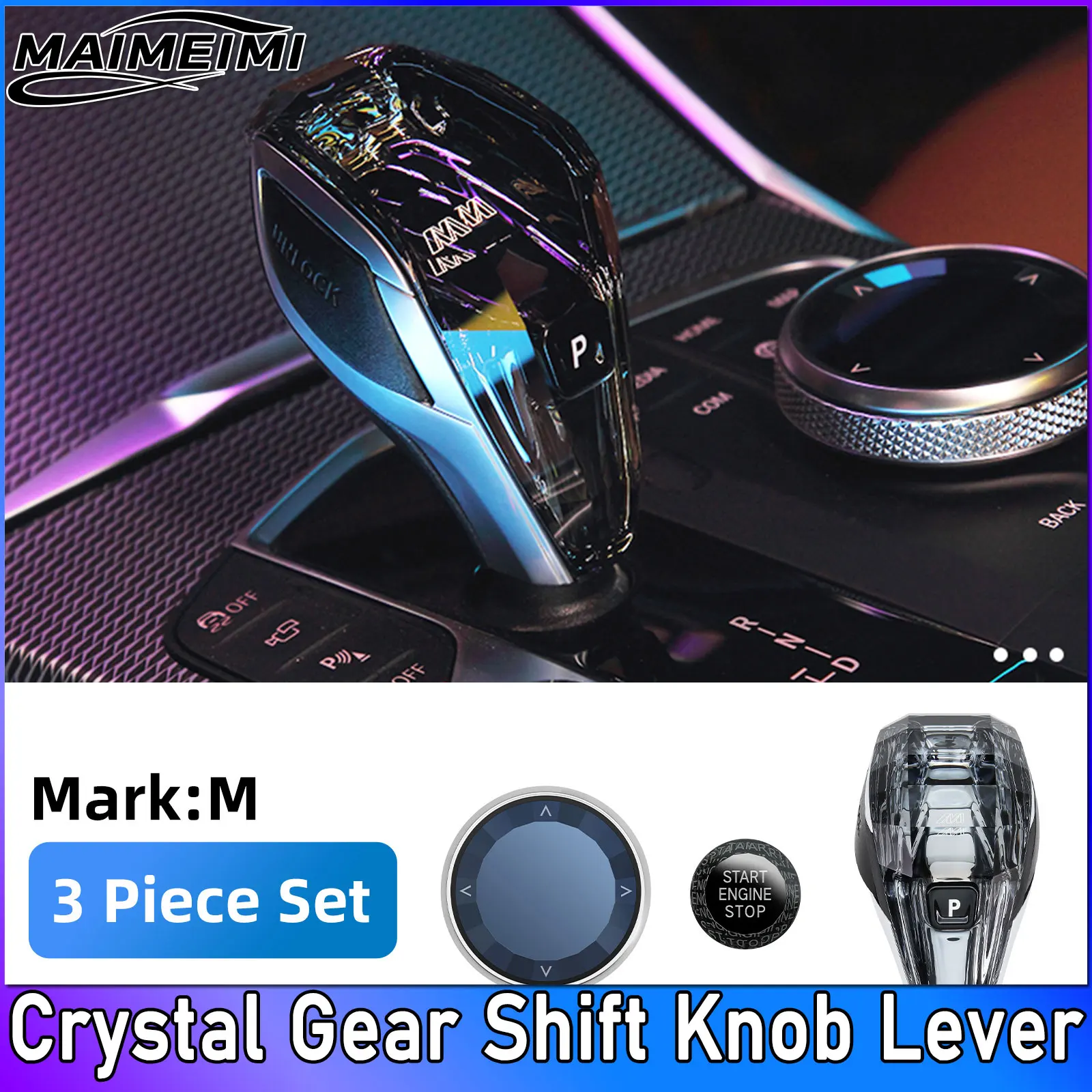

3PCS/Set Crystal Gear Shift Knob Lever For BMW 3 5 Series X3 X5 X6 F44 G20 G05 G06 G08 G30 6GT Automatic Crystal Gear Handle