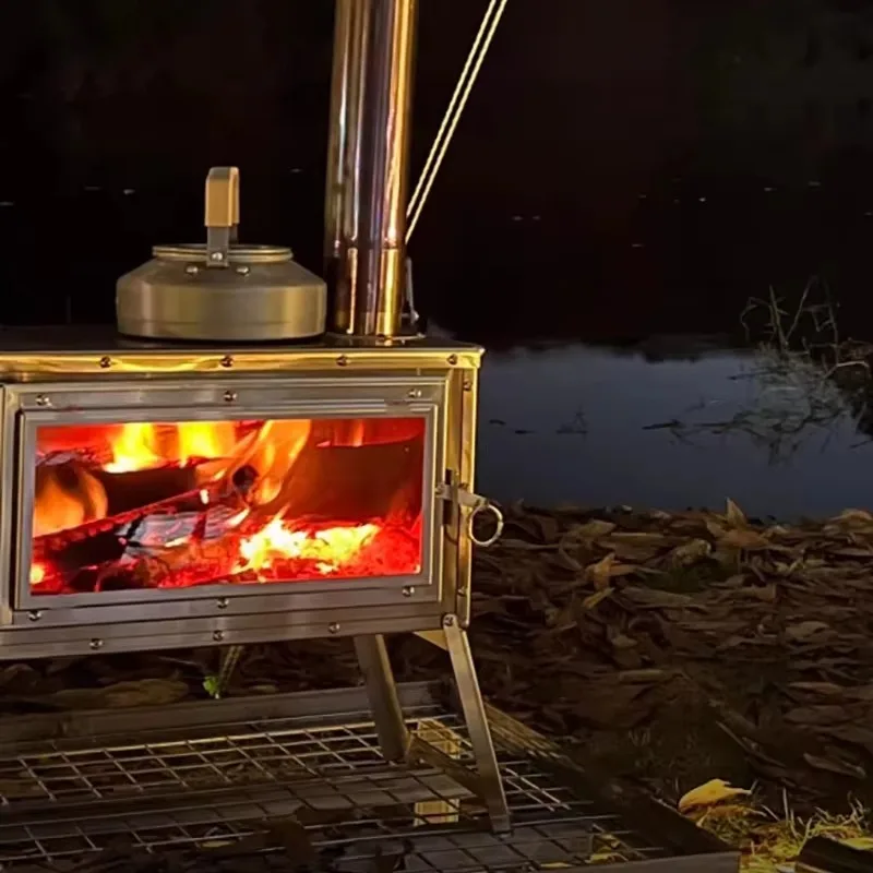 

【Popular】Portable Folding Hot Tent Stoves with 2m Chimney Pipe Outdoor Picnic Cooking Barbecue Camping