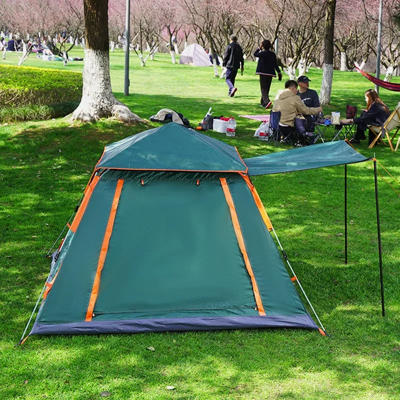 Outdoor Tent Automatic Speed Open Beach Camping Tent Multi-person Rain-proof Camping Meal Leisure High Window Paint Silver