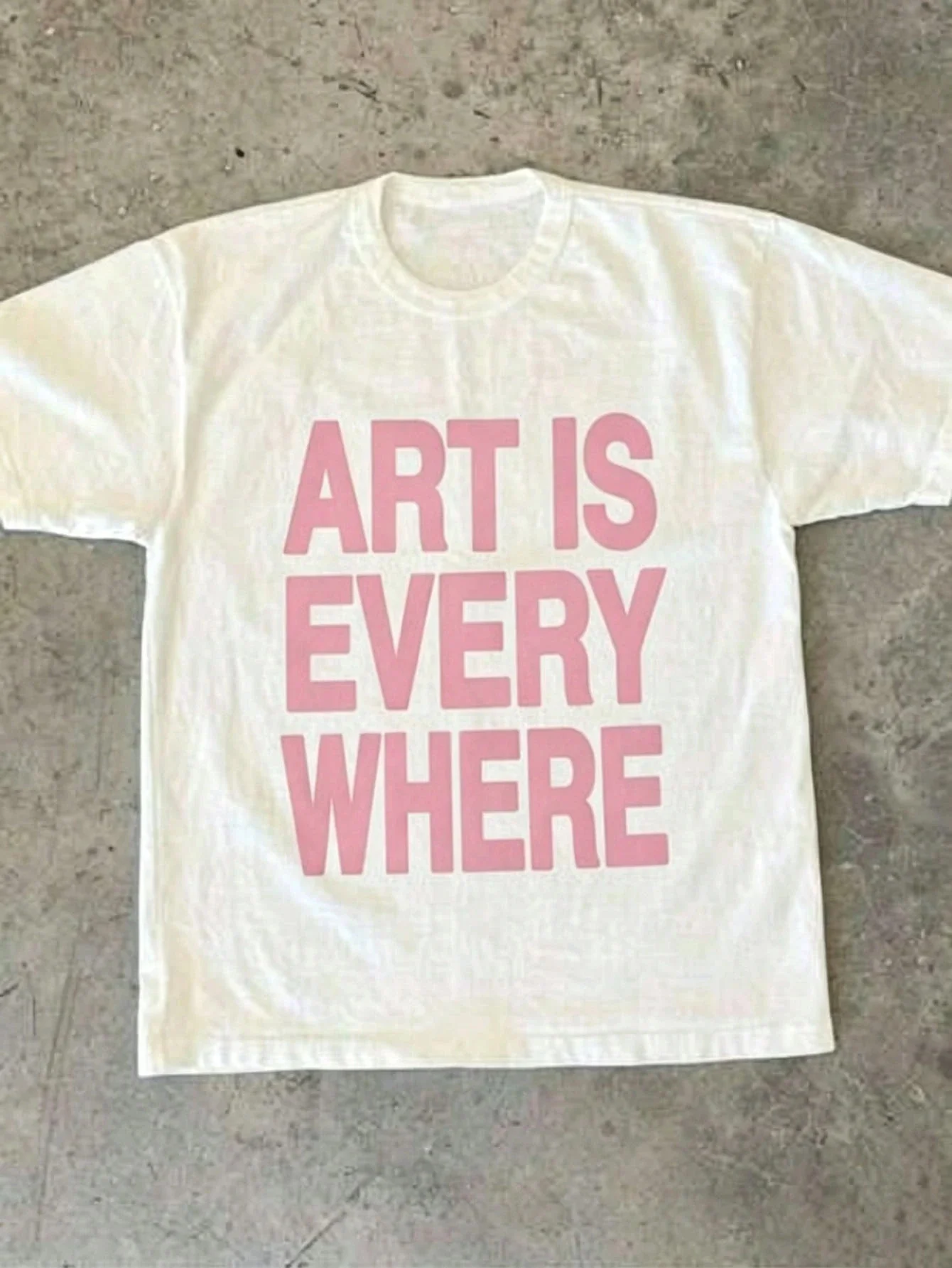 Art Is Every Where Letter Print T-Shirt Unisex Crew Neck Short-sleeved Basic Tees Retro Street Y2K Casual Fashion Tops Clothing