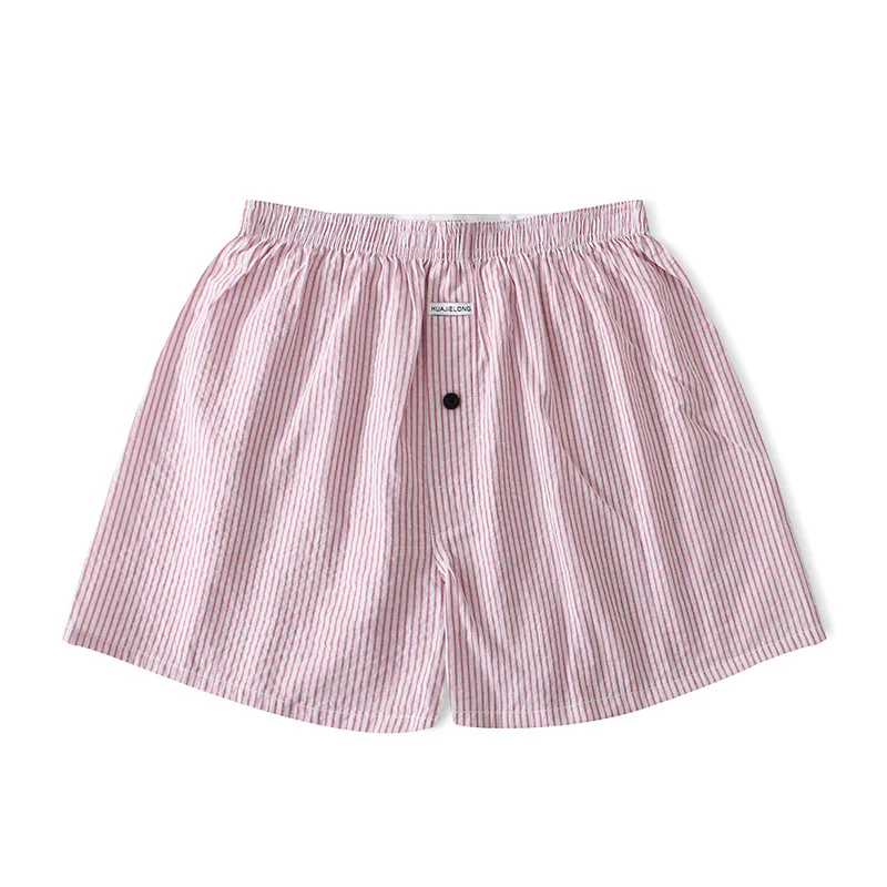 Men Casual Outdoor Beach Board Shorts Striped Cotton Loose Breathable Comfort Sports Trunks Youth Mid-rise Homewear Sleep Pajama