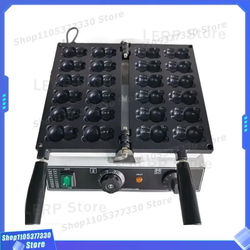 1500W Electric Mini Waffle Maker 12 Grid Stainless Steel Double Sided Heating Red Panda Shape Cake Machine for Outdoor Home