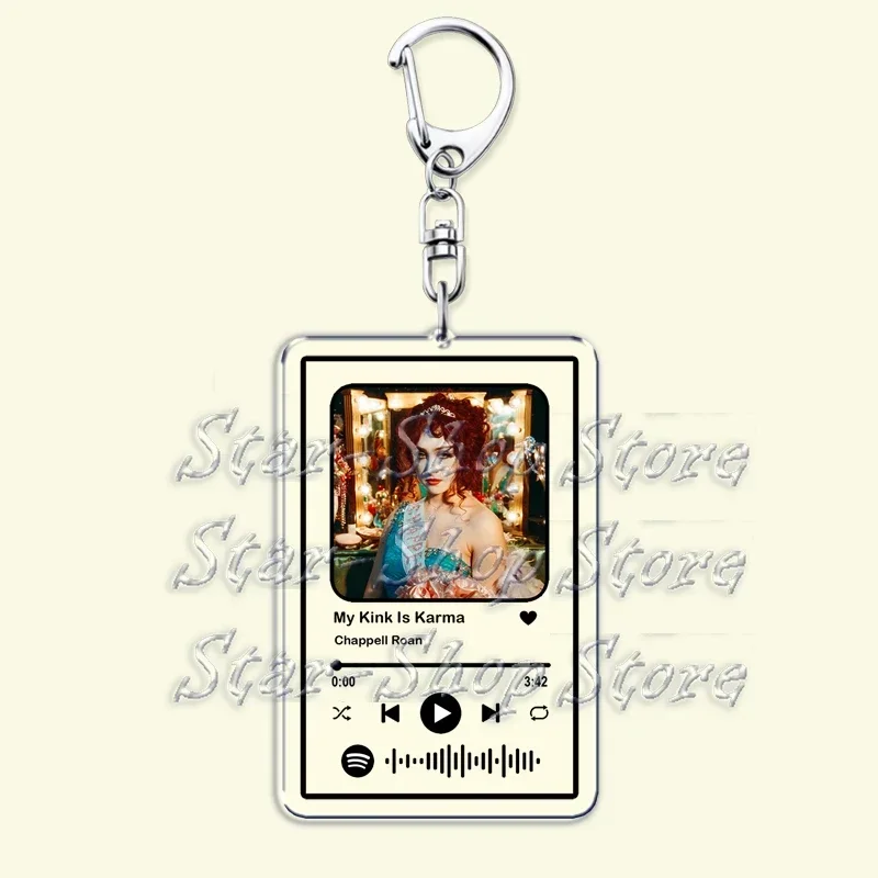 Popular Singer Music Keychains for Women Bag Accessories Good Luck Babe Pink Pony Club Songs Playlist Keying Jewelry Fans Gifts