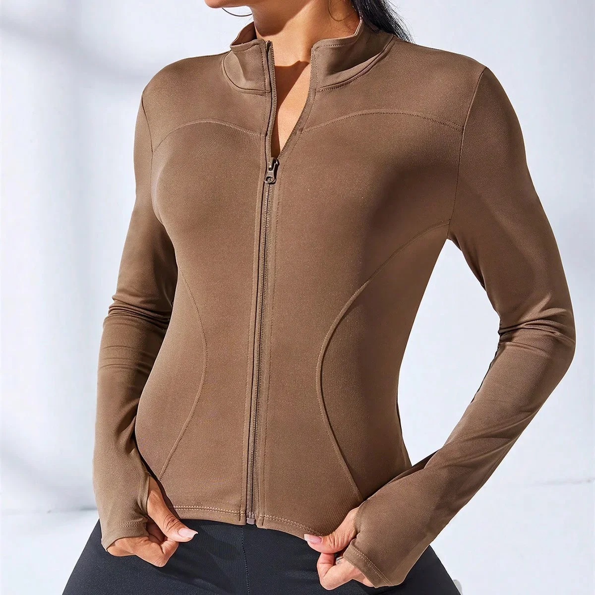 Slim Tracksuit Workout Top Female Training Jackets Zipper Long Sleeve Yoga Running Sports Coat Yoga Clothing