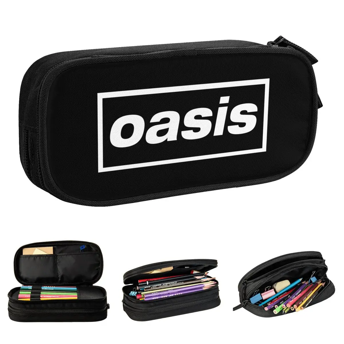 Rock Band Logo British Music Albums Pencil Case O-Oasis Pen Pencil Bags Girls Boys Big Capacity Students School Gift Pencil Box