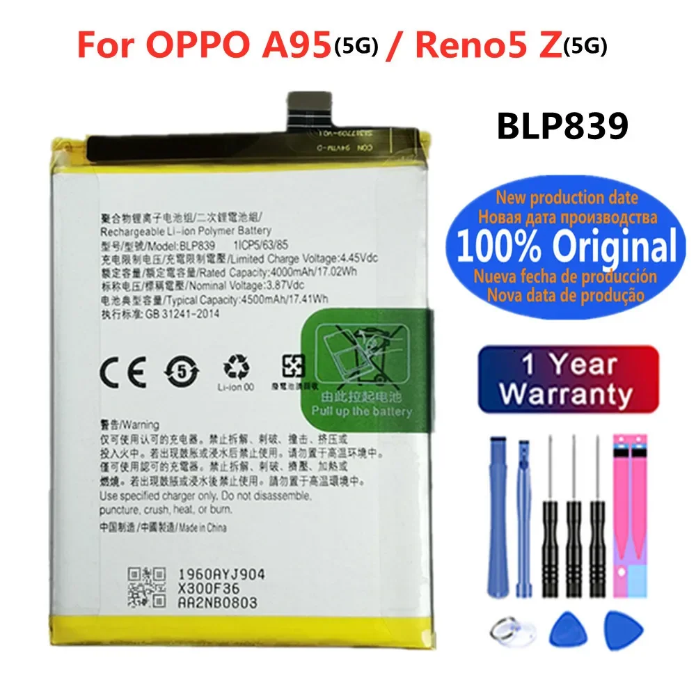 BLP839 Original Battery 4500mAh for OPPO A95 5G Reno5 Z Mobile Phone Batteries in Stock