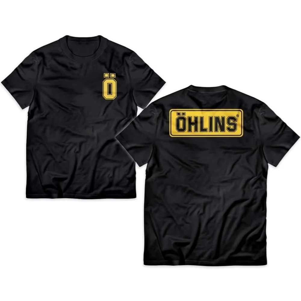 Camiseta Original Casual Ohlins Racing 2026, con Logos Modificados de Motos y Autos - Baju Distro, Top de Algodón Puro, Estilo Y2K
