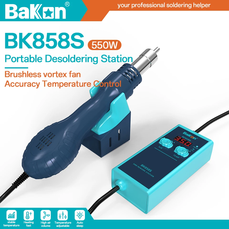 Bakon BK858S Hot Air Station Portable Desoldering Station Repair Tools Hair Dryer for Soldering Estación De Aire Caliente