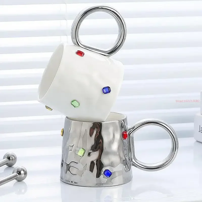 Electroplated Ceramic Mugs Water Cup Office Couples Cup Milk Tea Cups Coffee Cup Tea Mugs Milk Cups Coffee Mug Drink Cups Teacup