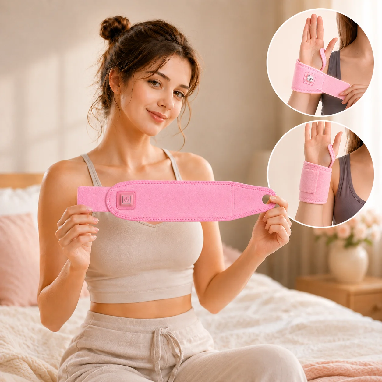3 Temperature Adjustable Heating Wrist Brace USB Electric Heated Wrist Wrap for Carpal Tunnel Relief Wrist Pain Arthritis