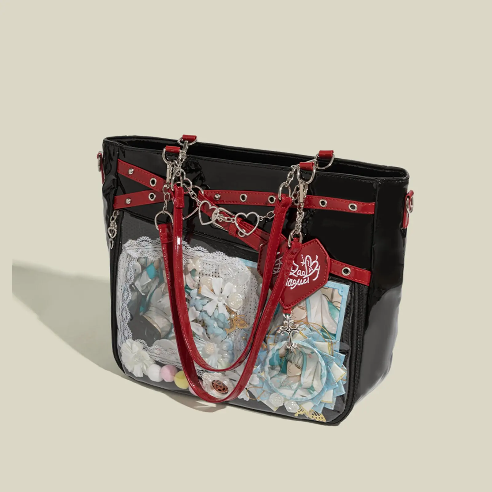 Neue große Kapazität Hot Girl Pain Bag transparente Schmerzschicht Herzschlag Flugbahn Umhängetasche Liebe Kette Umhängetasche – Detail 3