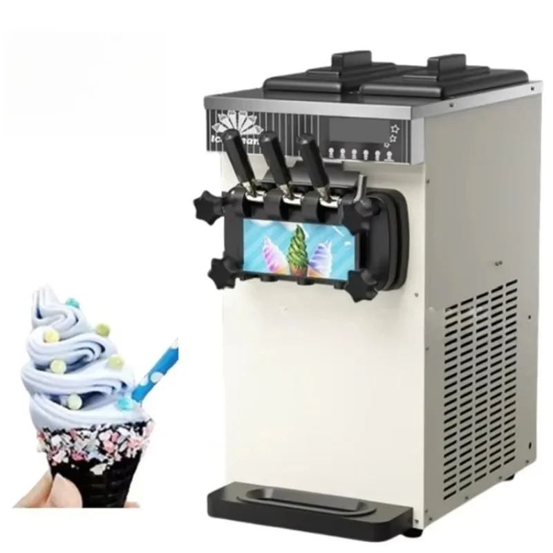 

BBT Commercial Soft Ice Cream Machine with Compressor Automatic 3-Flavor Maker for Bakery Use 220V/110V Compatible