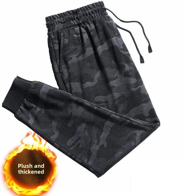 

Autumn/Winter Men's Fleece-Lined Thickened Casual Sweatpants Plus Size Drawstring Pants For Sports And Leisure Hip Hop Style