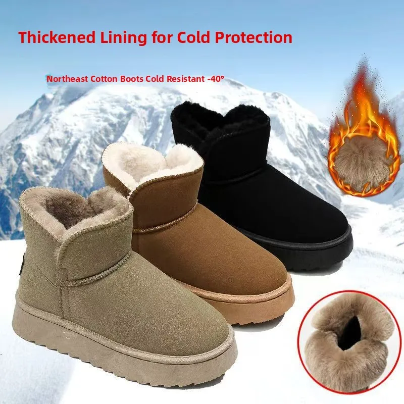 

Women's Winter Thick Bottomed Fleece Lined Short Snow Boots Casual Style Bread Shoe Comfortable Warm Short Boots