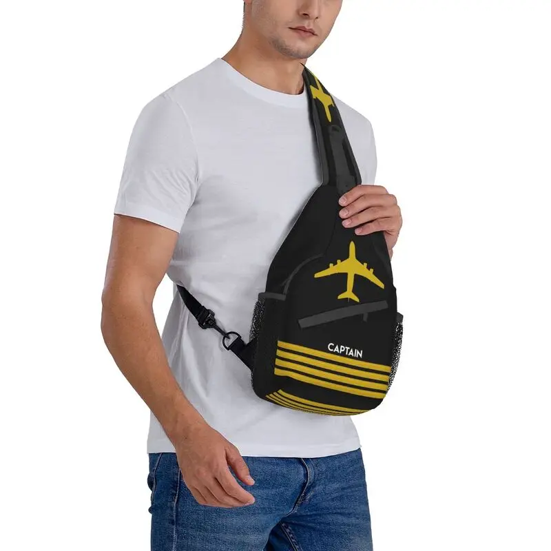 Captain Epaulets listras sling bag para homens, aviador voo, ombro piloto, mochila de peito crossbody, mochila de viagem, moda