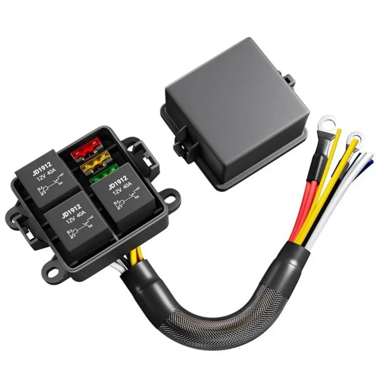 A99E-1 Set 12V 3 Way Waterproof Relay Box Pre-Wired Fuse And Relay Box ATC/ATO Blade Fuse For Automotive Cars Truck Boat