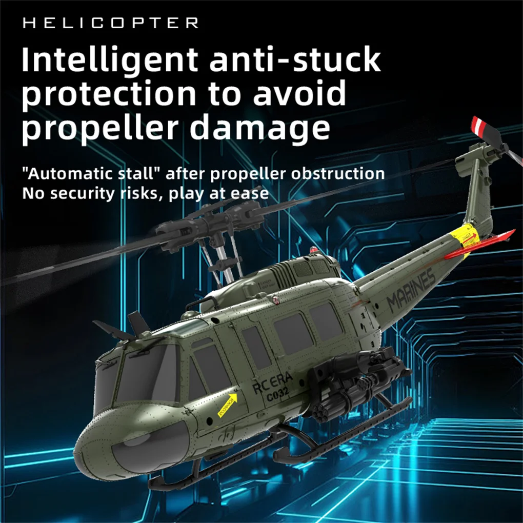 C032 Huey UH1 RC-helikopter 6-kanaals borstelloze rolroer Gratis vliegende stuntsimulatie Elektrisch op afstand bestuurbaar vliegtuigmodel