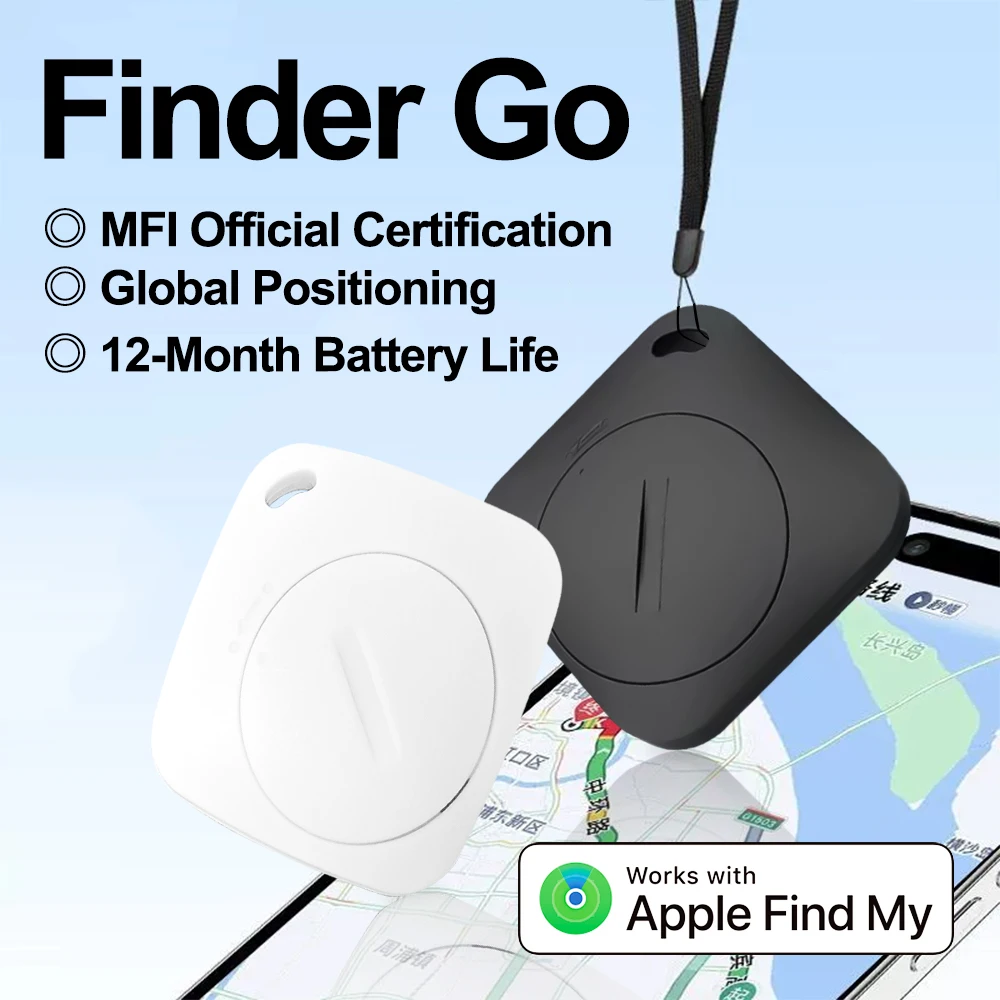 GPS Smart Tracker Tag Honk Alarm Tracker Dog Cat Locator with Rope Bluetooth Anti-Lost Device Work for Apple IPhone Find My