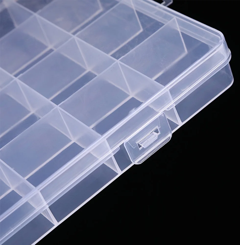 10/15/24 Fixed Grids Clear Plastic Storage Jewelry Box Compartment Container for Beads Crafts Jewelry Tackles Earring Box