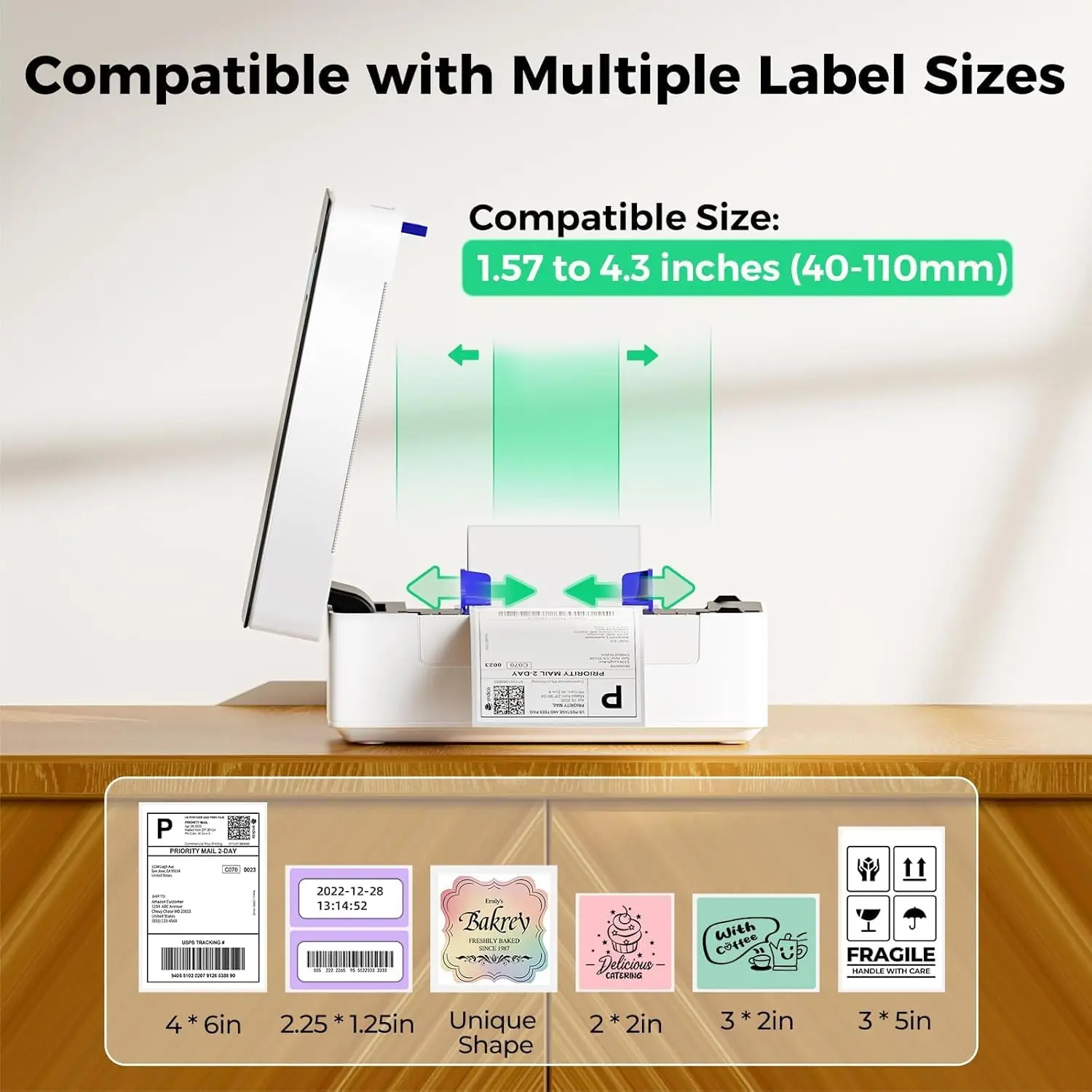 طابعة ملصقات حرارية بلوتوث 4x6، سريعة وغير حبر، متوافقة مع Windows/Mac/Android/iOS، لـ USPS، UPS، Etsy، Shopify #5